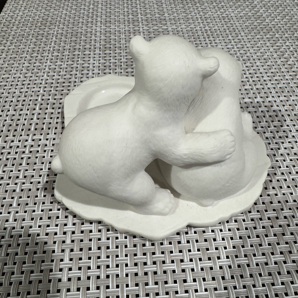 PartyLite VTG Polar Bear Cub Duo Candle Holder EUC White - Picture 4 of 7